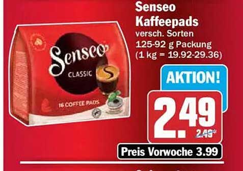 Senseo Kaffeepads versch. Sorten 125-92 g Packung (1 kg = 19.92-29.36)