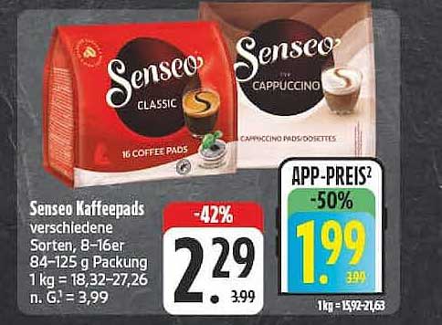 Senseo Kaffeepads verschiedene Sorten, 8-16er 84-125 g Packung