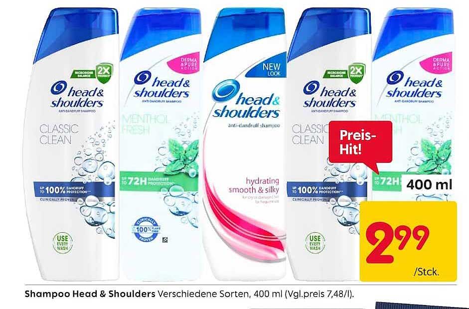 Shampoo Head & Shoulders Verschiedene Sorten, 400 ml (Vgl.preis 7,48/l).
