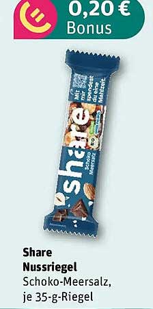 Share Nussriegel Schoko-Meersalz, je 35-g-Riegel