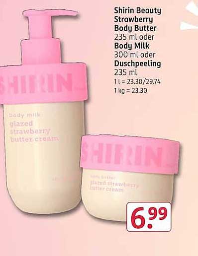 Shirin Beauty Strawberry Body Butter 235 ml oder Body Milk 300 ml oder Duschpeeling 235 ml