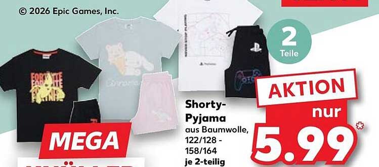 Shorty-Pyjama aus Baumwolle, 122/128 - 158/164 je 2-teilig