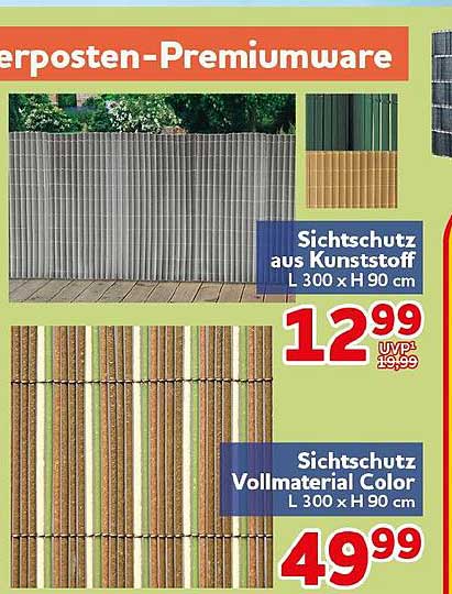 Sichtschutz aus Kunststoff L 300 x H 90 cm