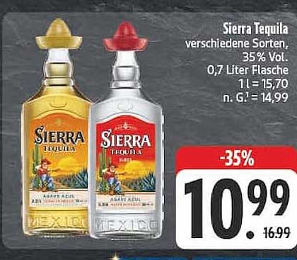 Sierra Tequila verschiedene Sorten, 35% Vol., 0,7 Liter Flasche