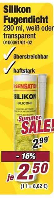 Silikon Fugendicht 290 ml, weiß oder transparent