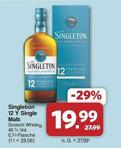 Singleton 12 Y Single Malt Scotch Whisky, 40 % Vol. 0,7 l-Flasche (1 l = 28.56)