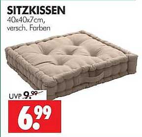 SITZKISSEN 40x40x7cm, versch. Farben