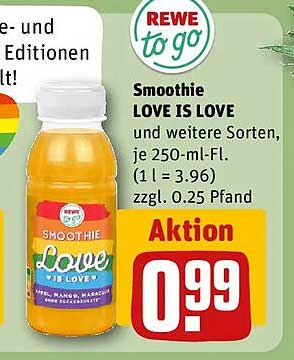 Smoothie LOVE IS LOVE und weitere Sorten, je 250-ml-FL. (1 l = 3.96) zzgl. 0.25 Pfand