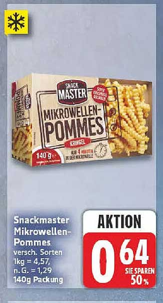 Snackmaster Mikrowellen-Pommes versch. Sorten