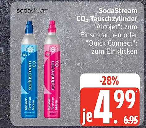SodaStream CO2-Tauschzylinder "Alcajet": zum Einschrauben oder "Quick Connect": zum Einklicken