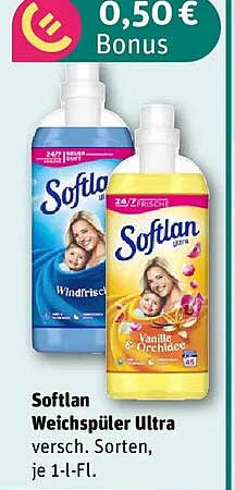 Softlan Weichspüler Ultra versch. Sorten, je 1-l-Fl.