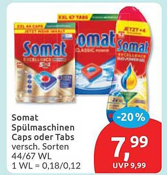 Somat Spülmaschinen Caps oder Tabs versch. Sorten 44/67 WL 1 WL = 0,18/0,12