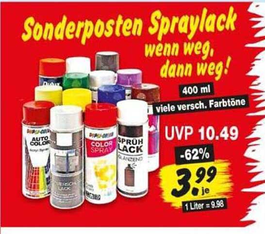 Sonderposten Spraylack wenn weg, dann weg!