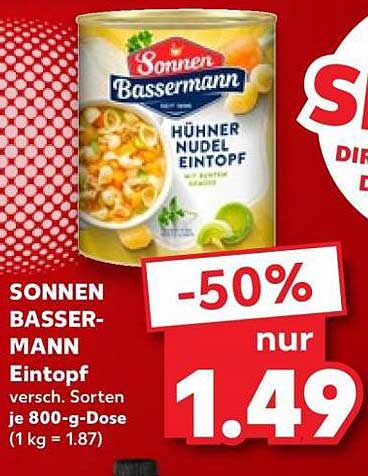 SONNEN BASSER-MANN Eintopf versch. Sorten je 800-g-Dose (1 kg = 1.87)