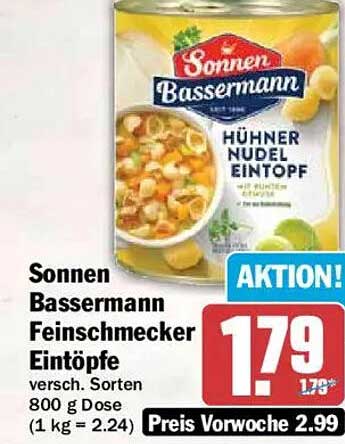 Sonnen Bassermann Feinschmecker Eintöpfe versch. Sorten 800 g Dose (1 kg = 2.24)