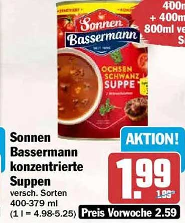 Sonnen Bassermann konzentrierte Suppen versch. Sorten 400-379 ml