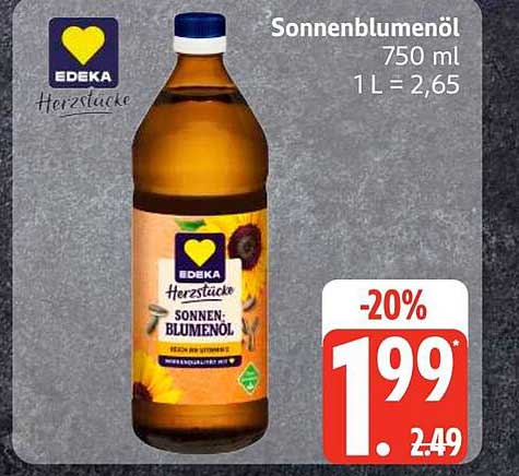 Sonnenblumenöl 750 ml 1 L = 2,65