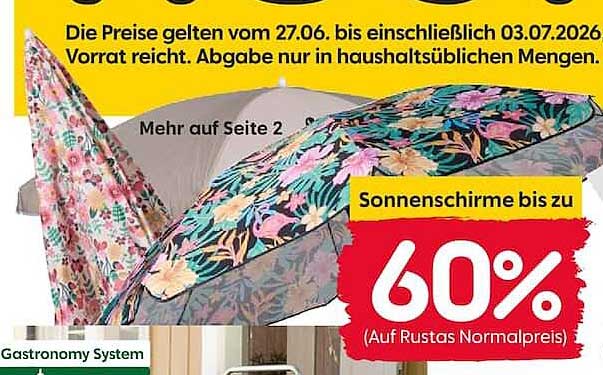 Sonnenschirme bis zu 60%
