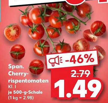 Span. Cherry-rispentomaten Kl. I je 500-g-Schale (1 kg = 2.98)