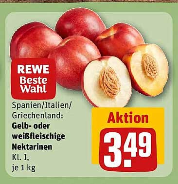 Spanien/Italien/Griechenland: Gelb- oder weißfleischige Nektarinen