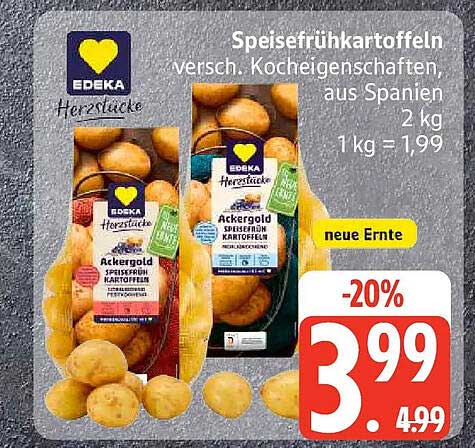 Speisefrühkartoffeln versch. Kocheigenschaften, aus Spanien