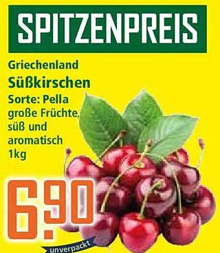 SPITZENPREIS Griechenland Süßkirschen Sorte: Pella große Früchte, süß und aromatisch 1kg