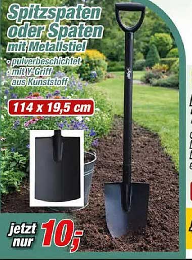 Spitzspaten oder Spaten mit Metallstiel