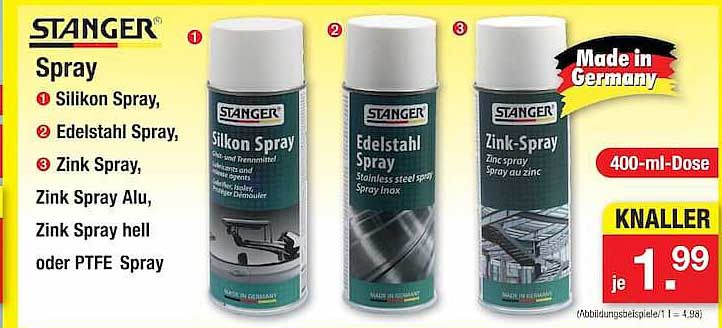 Spray Silikon Spray, Edelstahl Spray, Zink Spray, Zink Spray Alu, Zink Spray hell oder PTFE Spray