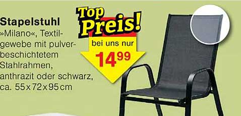 Stapelsstuhl »Milano«, Textilgewebe mit pulver-beschichtetem Stahlrahmen, anthrazit oder schwarz, ca. 55 x 72 x 95 cm