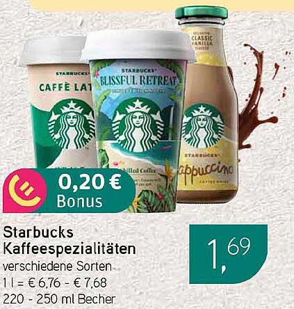 Starbucks Kaffeespezialitäten verschiedene Sorten