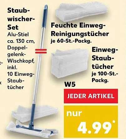 Staubwischer-Set Alu-Stiel ca. 130 cm, Doppelgelenk-Wischkopf, inkl. 10 Einweg-Staubtücher