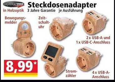 Steckdosenadapter in Holzoptik