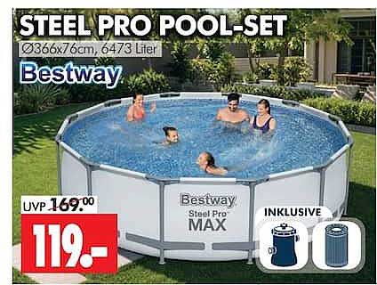 STEEL PRO POOL-SET Ø366x76cm, 6473 Liter