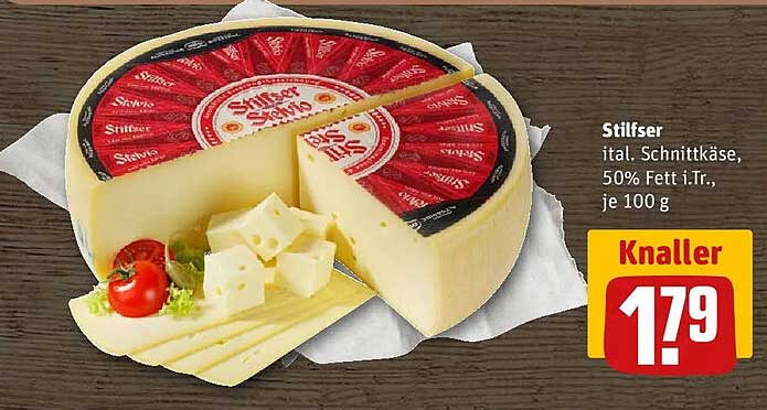 Stilfser ital. Schnittkäse, 50% Fett i.Tr., je 100 g