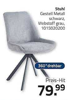 Stuhl Gestell Metall schwarz, Webstoff grau, 1015020200