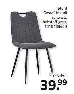 Stuhl Gestell Metall schwarz Webstoff grau, 1015183400