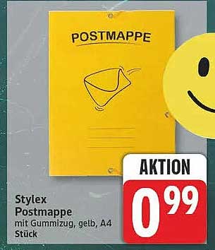 Stylex Postmappe mit Gummizug, gelb, A4 Stück