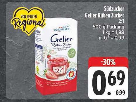 Südzucker Gelier Rüben Zucker 2:1 500 g Packung