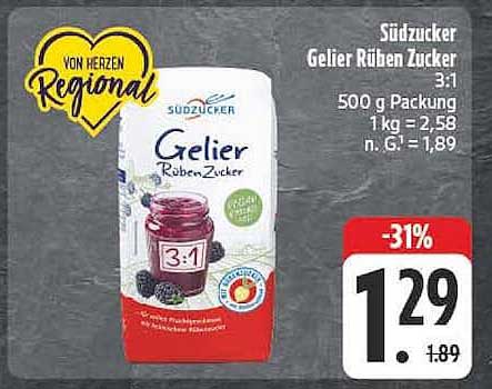 Südzucker Gelier Rüben Zucker 3:1