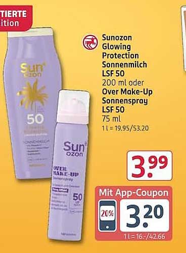 Sunozon Glowing Protection Sonnenmilch LSF 50 200 ml oder Over Make-Up Sonnenspray LSF 50 75 ml