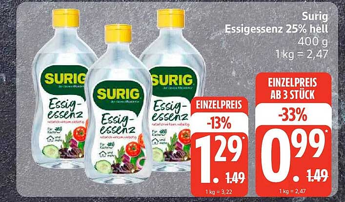 Surig Essigessenz 25% hell 400 g