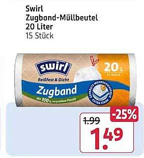 Swirl Zugband-Müllbeutel 20 Liter 15 Stück