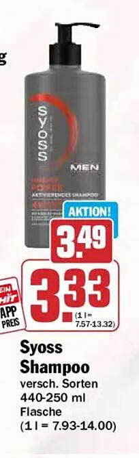 Syoss Shampoo versch. Sorten 440-250 ml Flasche (1 l = 7.93-14.00)