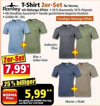 T-Shirt 2er-Set für Herren, Ronley