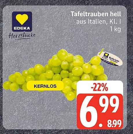 Tafeltrauben hell aus Italien, Kl. I 1 kg
