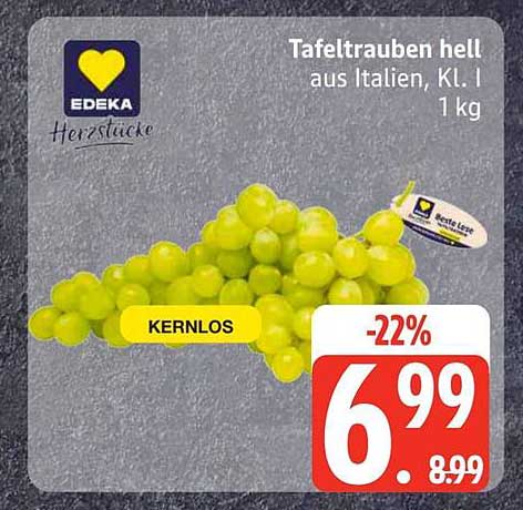 Tafeltrauben hell aus Italien, Kl. I 1 kg