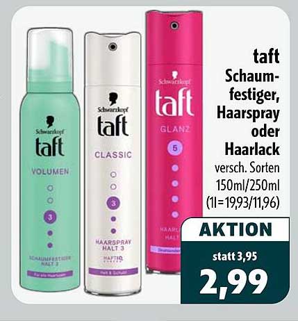 taft Schaumfestiger, Haarspray oder Haarlack