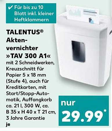 TALENTUS® Aktenvernichter »TAV 300 A1«