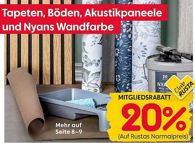 Tapeten, Böden, Akustikpaneele und Nyans Wandfarbe