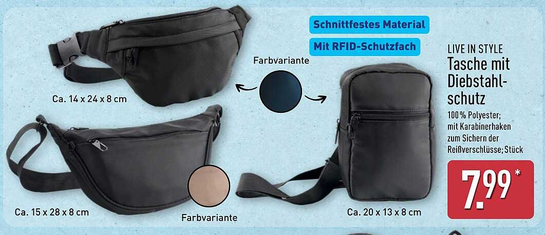 Tasche mit Diebstahlschutz